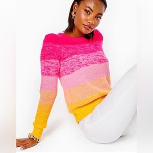 🆕 NWT LILLY PULITZER Sweater XL Olinia MARLED Ombre PINK GRENADINE
